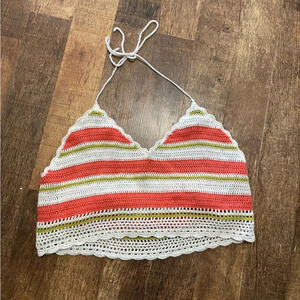 Aerie multicolored crochet halter tank top